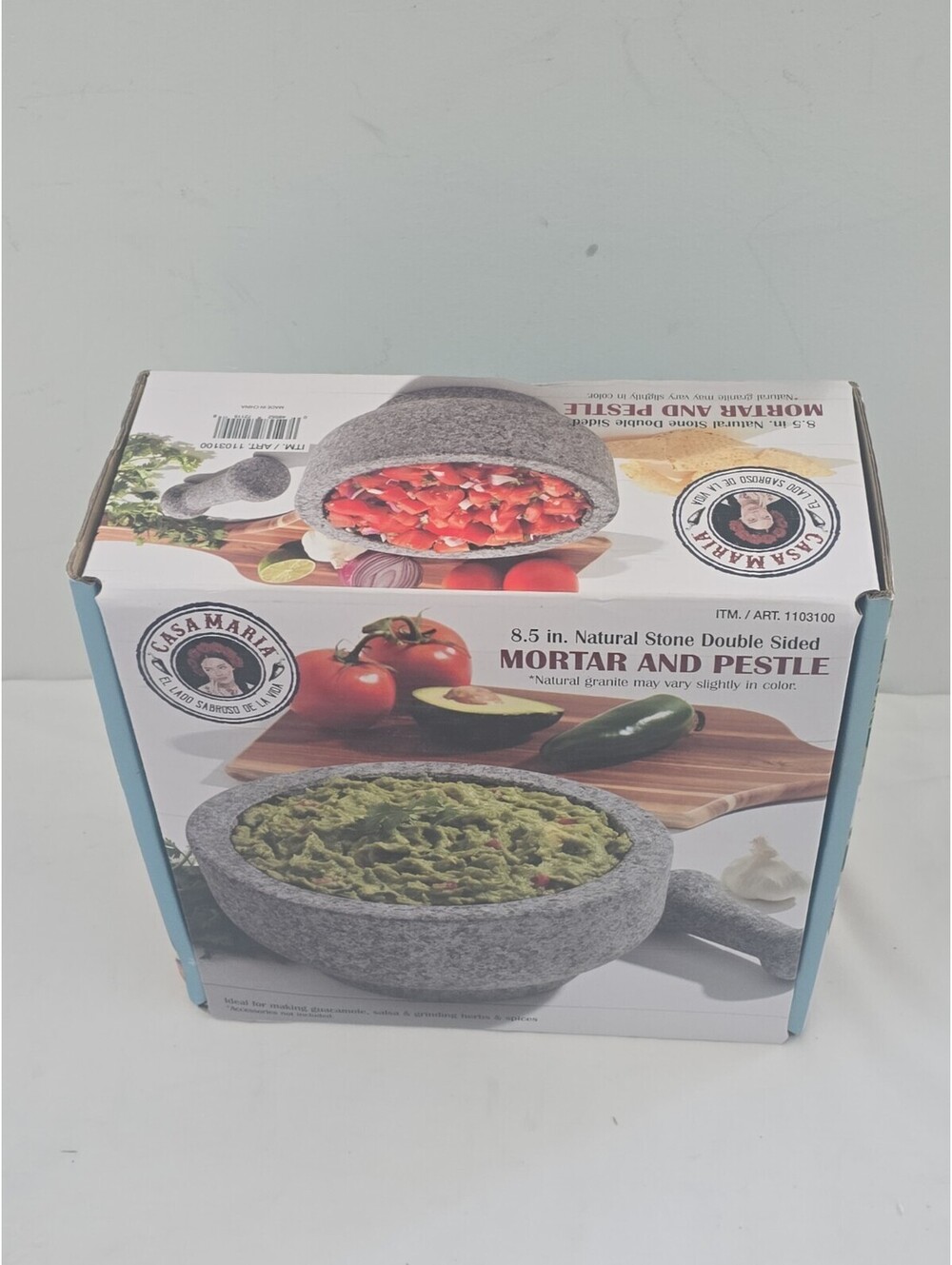 Casa Maria Large Heavy Natural Stone Mortar and Pestle 8.5" New in Box